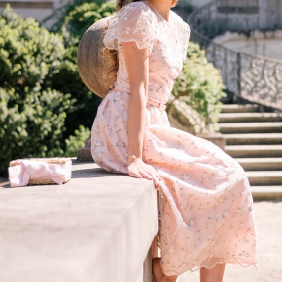 Gal Meets Glam Dresses & Skirts - Floral Embroidered Peach Dress